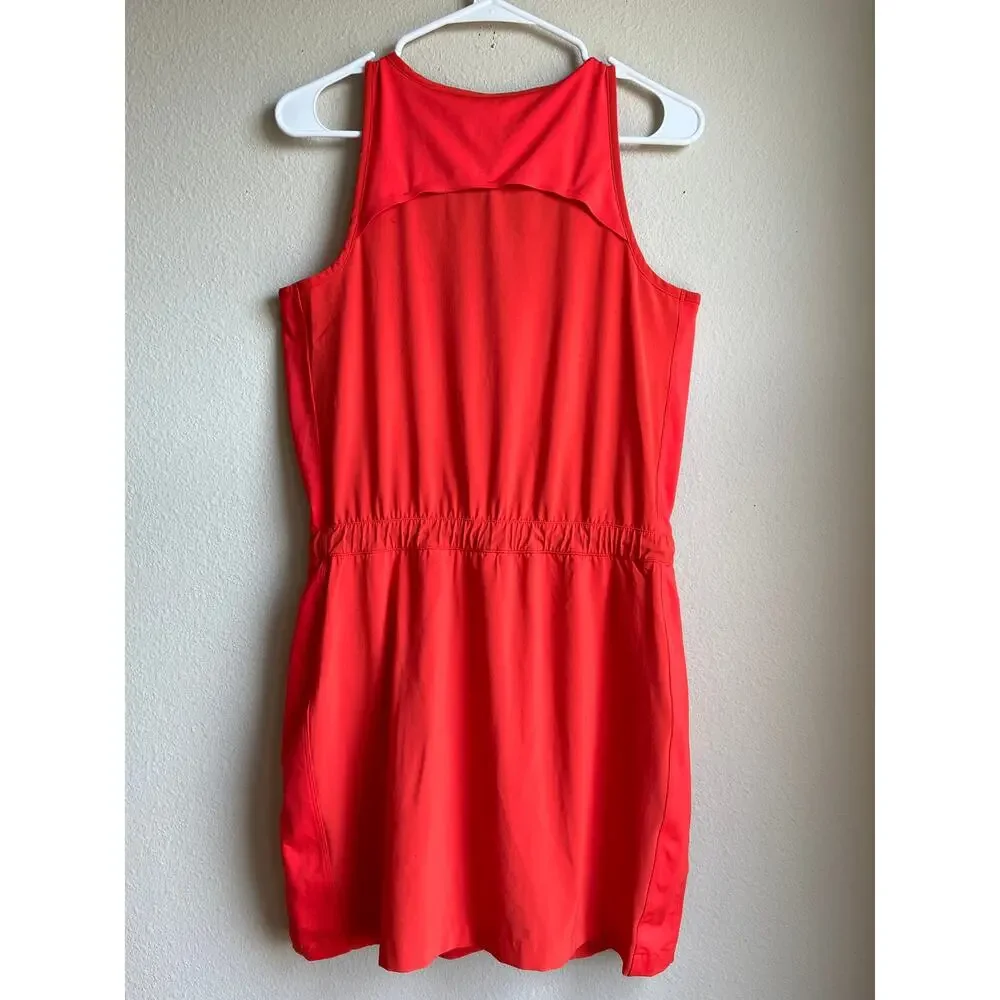 Athleta Switchstep Dress Romper Bulit in Shorts 2-In-1 Coral Red Sleeveless 6
